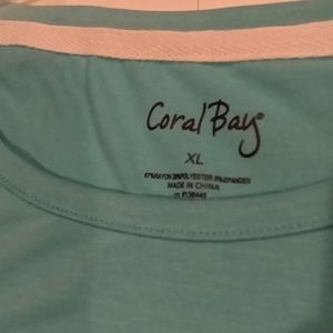 NWT Coral Bay blue s/s blouse with side slits Size XL